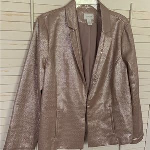 Chico’s Pink Textured Blazer Sequins Detail
